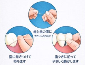 フロスの使い方ステップ